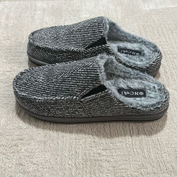 ONCAI Clog Slippers Stripe Faux Fur Cotton-Blend High-Density Memory Foam Men’s - Picture 2 of 6